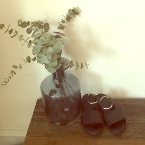 ASOS | Black Leather Sandals with Ring Detail - 6